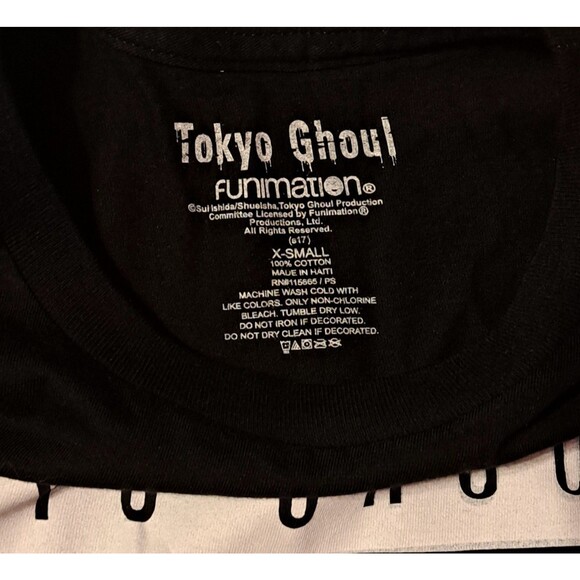 Tokyo Ghoul Kaneki Split Face Anime Graphic Tee T-Shirt Adult X-Small Black XS - Picture 3 of 5